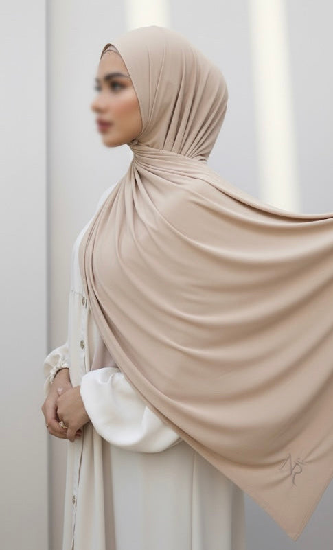 Premium jersey hijab|Latte